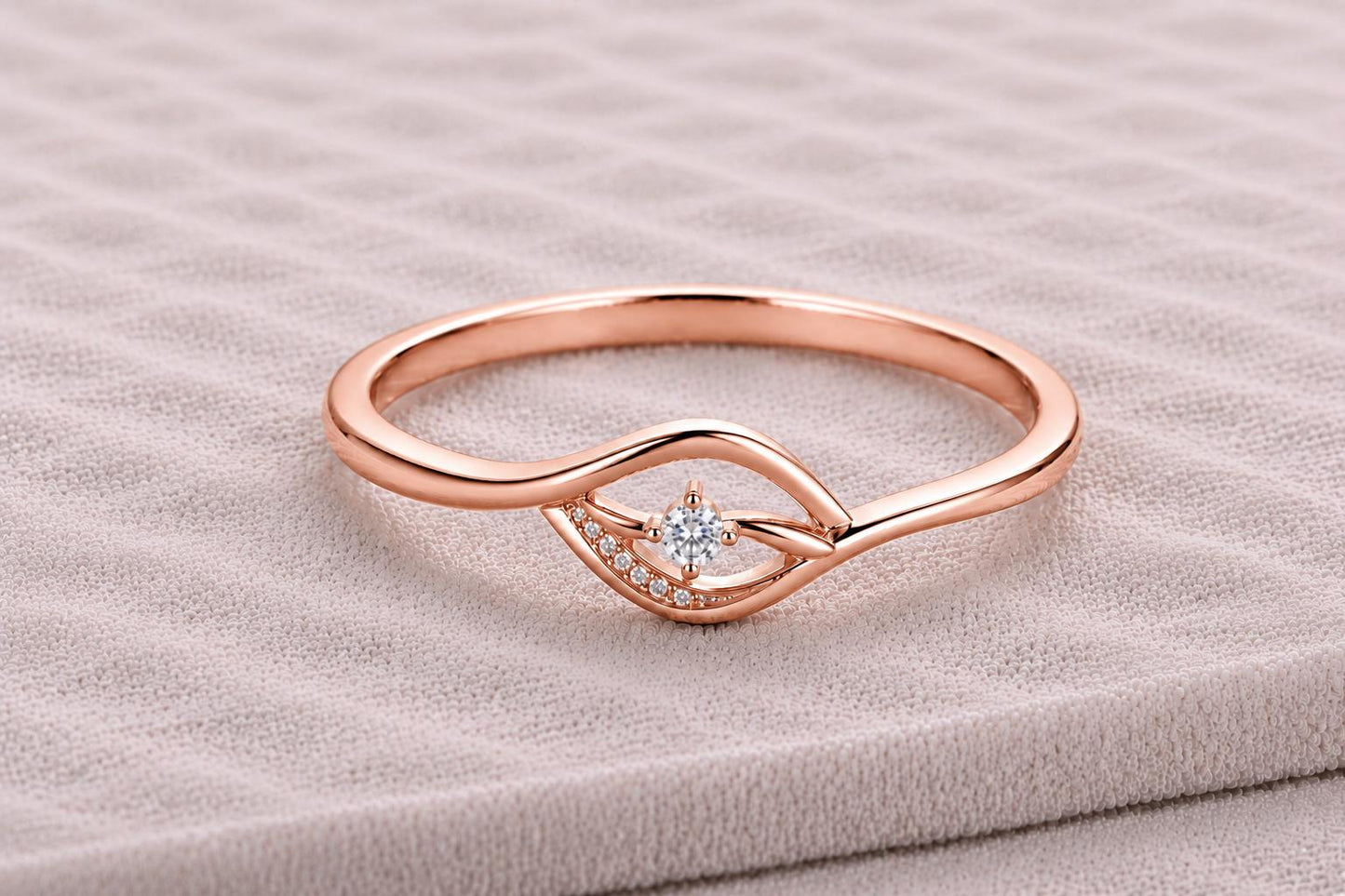 925 Sterling Silver Moissanite Evil Eye Ring, Minimalist Protection, Dainty Stackable Wedding Band