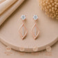 Sterling Silver Moissanite Drop Earrings: Geometric Dangle Bridal Jewelry