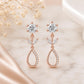 Sterling Silver Moissanite Floral Drop Earrings, Bridal Wedding Jewelry