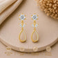 Sterling Silver Moissanite Floral Drop Earrings, Bridal Wedding Jewelry