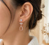 Sterling Silver Moissanite Floral Drop Earrings, Bridal Wedding Jewelry