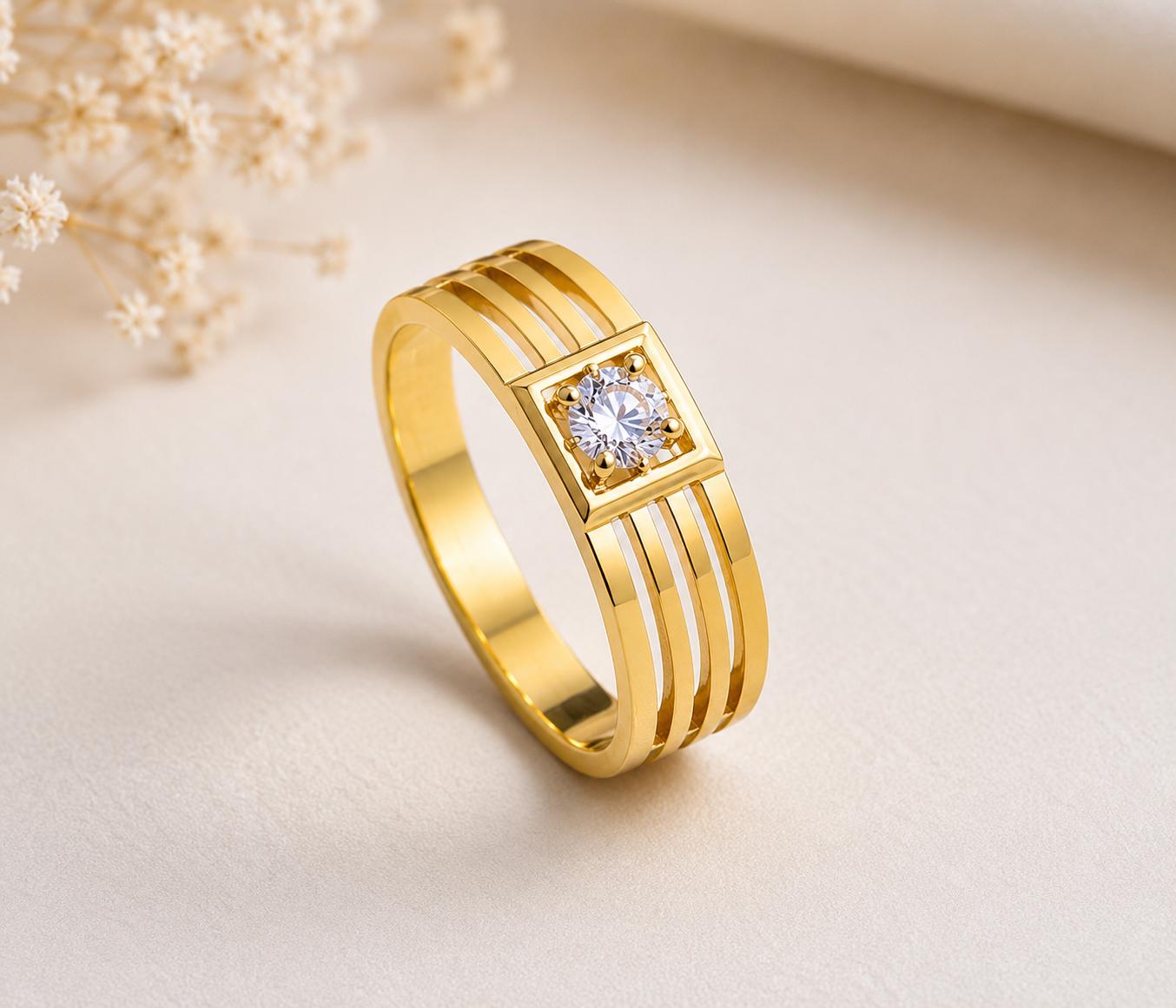 925 Sterling Silver Moissanite Men's Ring, Square Solitaire Ring, Modern Promise Ring, Minimalist Wedding Band, Gift for Him