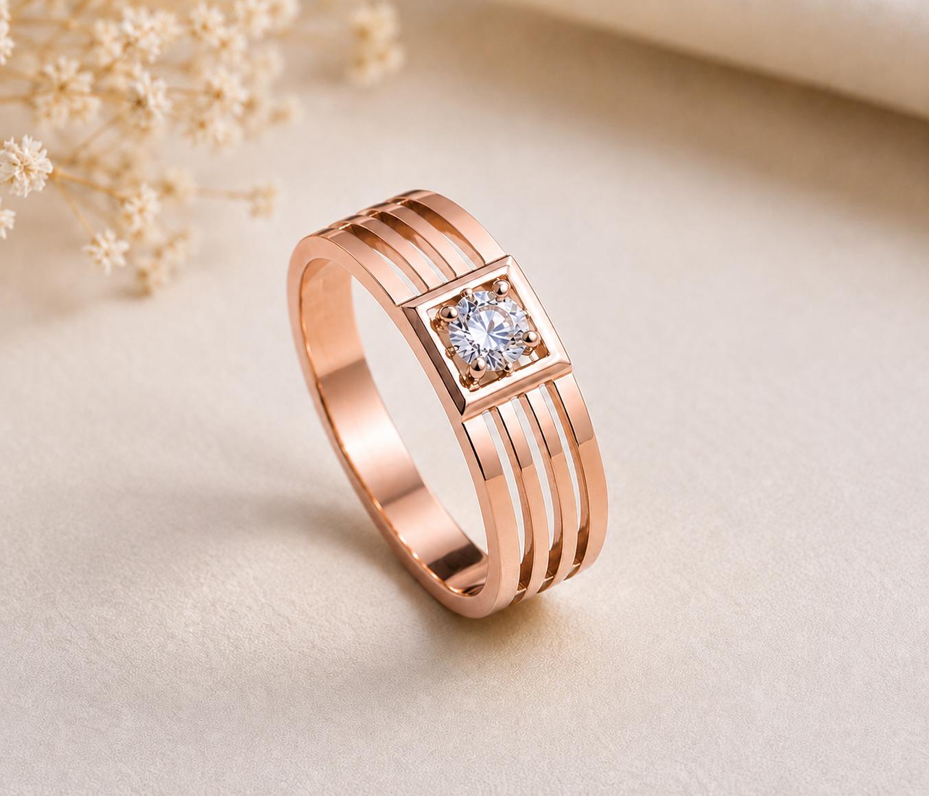925 Sterling Silver Moissanite Men's Ring, Square Solitaire Ring, Modern Promise Ring, Minimalist Wedding Band, Gift for Him