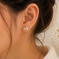 Sterling Silver Leaf Stud Earrings, Marquise Cubic Zirconia, Nature Inspired Minimalist Studs