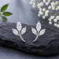 Sterling Silver Leaf Earrings, Marquise CZ Botanical Studs, Dainty Nature Jewelry