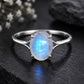 925 Sterling Silver Oval Moonstone Ring, Minimalist Solitaire, June Birthstone