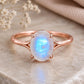 925 Sterling Silver Oval Moonstone Ring, Minimalist Solitaire, June Birthstone
