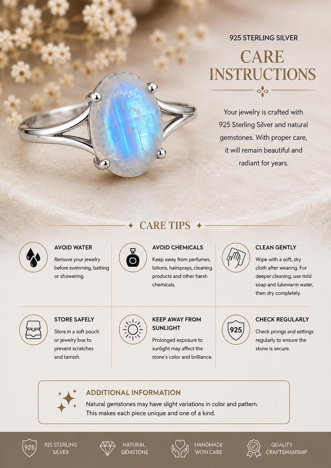 925 Sterling Silver Oval Moonstone Ring, Blue Flash, June Birthstone, Split Shank, Boho Style