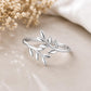 Sterling Silver Leaf Ring, Minimalist Olive Branch Wrap, Botanical Nature Jewelry