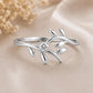 925 Sterling Silver Moissanite Leaf Ring, Botanical Engagement, Dainty Stacking Jewelry