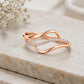 925 Sterling Silver Wave Ring, PavÃ© Cubic Zirconia, Minimalist Stacking Band
