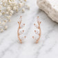Sterling Silver Leaf Climber Earrings, Marquise CZ Vine Ear Crawler Botanical Studs