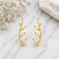 Sterling Silver Leaf Climber Earrings, Marquise CZ Vine Ear Crawler Botanical Studs