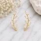 Sterling Silver Leaf Climber Earrings, Marquise CZ Vine Botanical Ear Crawler
