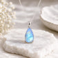 925 Sterling Silver Pear Moonstone Pendant, Natural Rainbow Gemstone Necklace