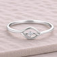 925 Sterling Silver Moissanite Evil Eye Ring, Minimalist Protection, Dainty Stackable Wedding Band