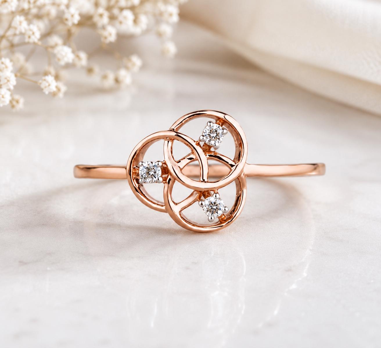 925 Sterling Silver CZ Circle Ring, Triple Circle Ring, Minimalist Geometric Ring, Cubic Zirconia Ring, Dainty Everyday Ring, Gift for Her