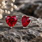 925 Sterling Silver Red Heart CZ Stud Earrings, Heart Cubic Zirconia Earrings, Romantic Studs, Dainty Love Earrings, Gift for Her