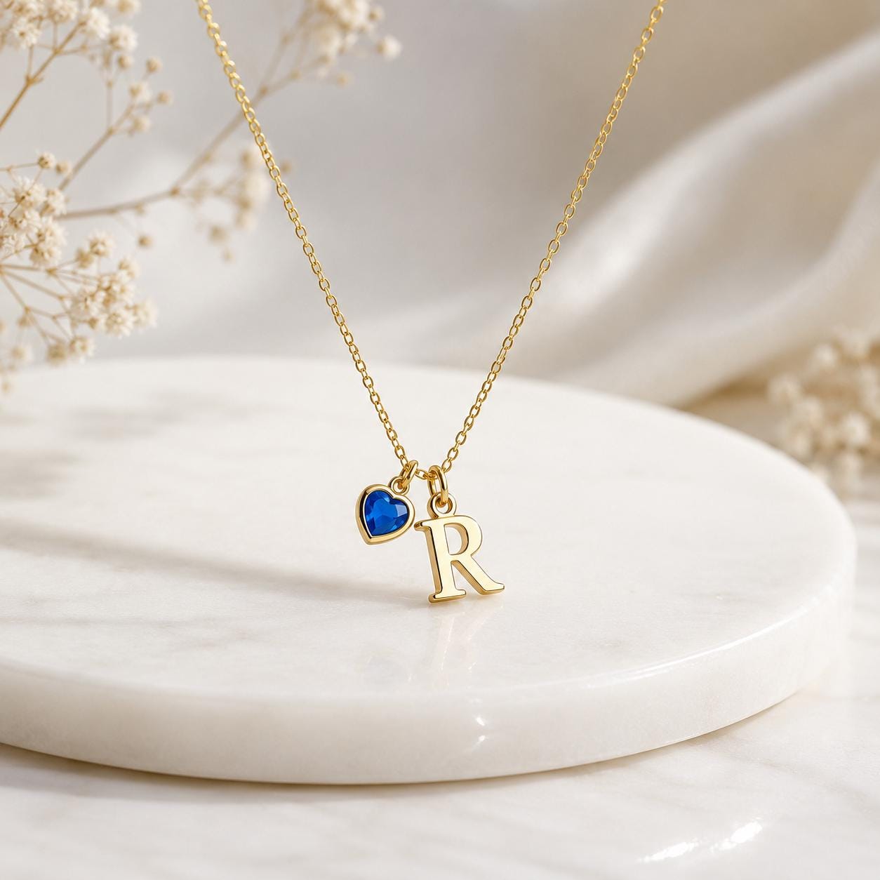 925 Sterling Silver Initial Necklace, Letter A Necklace with Heart CZ Charm, Personalized Name Necklace, Dainty Gold Necklace, Gift for Her