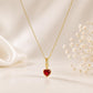 925 Sterling Silver Heart CZ Pendant Necklace, Gold Plated Red Heart Necklace, Dainty Love Necklace, Romantic Valentine's Jewelry